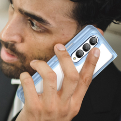 Усиленный противоударный чехол с синими рамками для смартфона Samsung Galaxy Z Fold 4, мягкий отклик кнопок