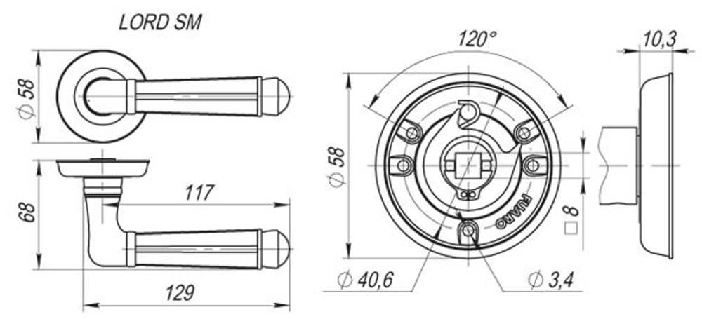 Ручка FUARO R.SM58.LORD MAB-6 темная бронза