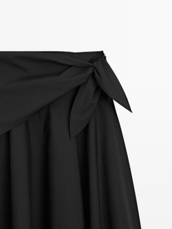 Massimo Dutti Юбка миди с отделкой в ​​виде шарфа, черный