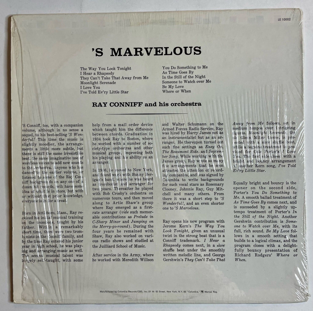 Винтажная виниловая пластинка LP Ray Conniff And His Orchestra S Marvelous (USA 1957)