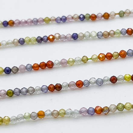 Фианит (кубический цирконий), цвет микс, размер 2 мм, цена за нить около 195 шт (38 см)