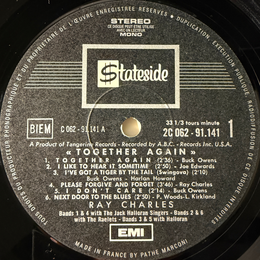 Ray Charles ‎– Together Again (Франция 1970г.)