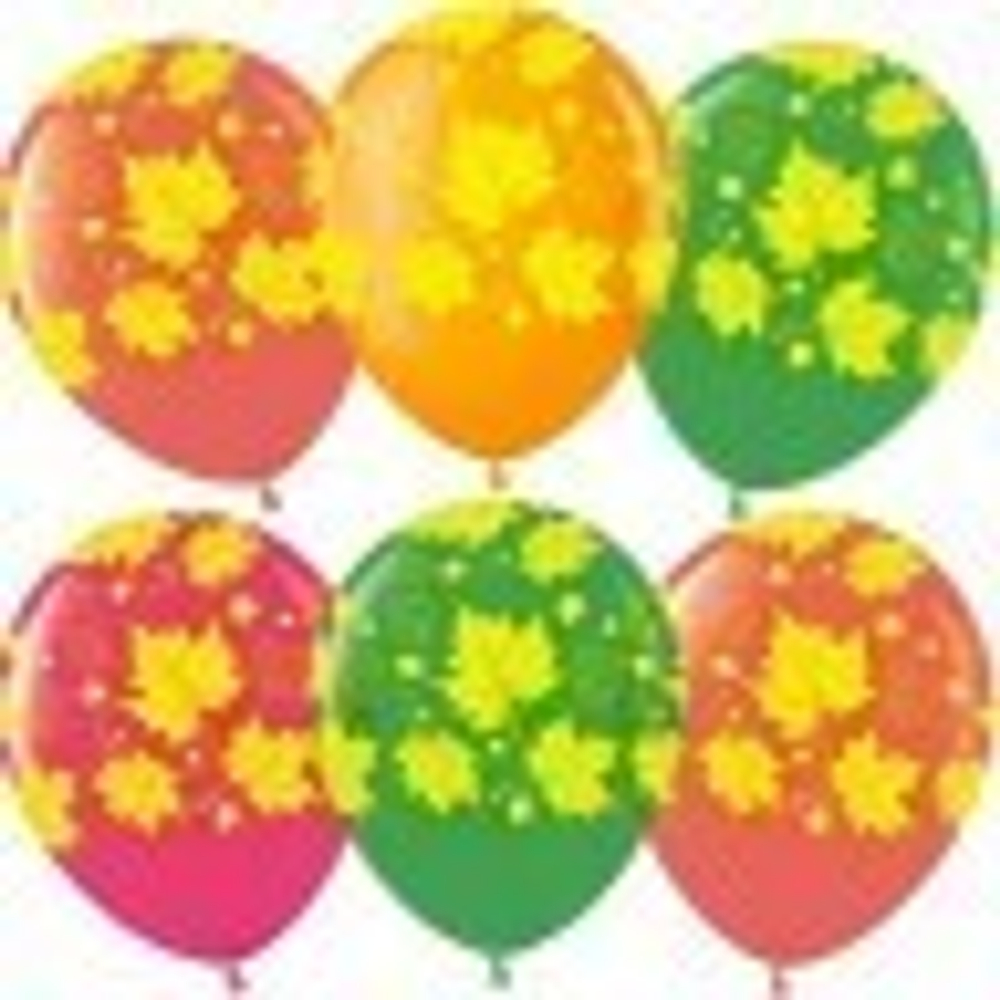 Шар (12''/30 см) Золотые листья, Ассорти, пастель, 5 ст, 25 шт.