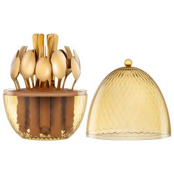 НАБОР СТОЛОВЫХ ПРИБОРОВ НА ВРАЩАЮЩЕЙСЯ ПОДСТАВКЕ, 24ПР., СТАЛЬ 18/10, ПВД ПОКРЫТИЕ