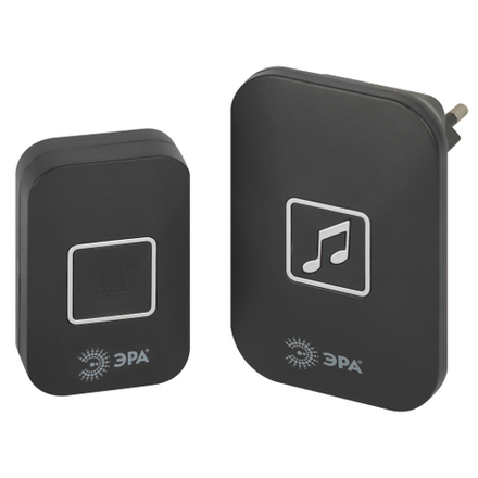 Звонок дверной ЭРА С97 беспроводной, от сети, черный, 60 мелодий