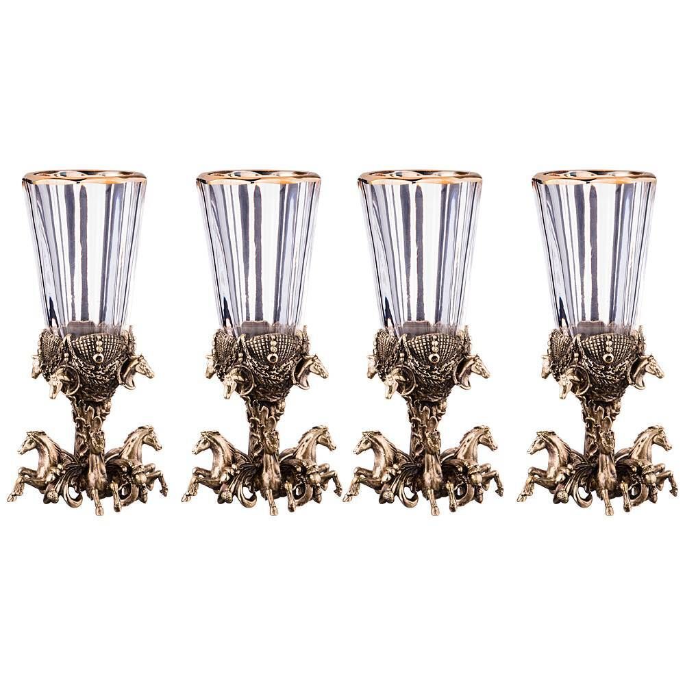 НАБОР ИЗ 4-Х ЛАФИТНИКОВ ДЛЯ ВОДКИ "ЛОШАДИ" 50 МЛ. (КОР=1НАБОР.)