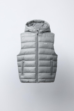 ZARA ЛЕГКИЙ ЖИЛЕТ С НАДПИСЬЮ, СЕРЫЙ