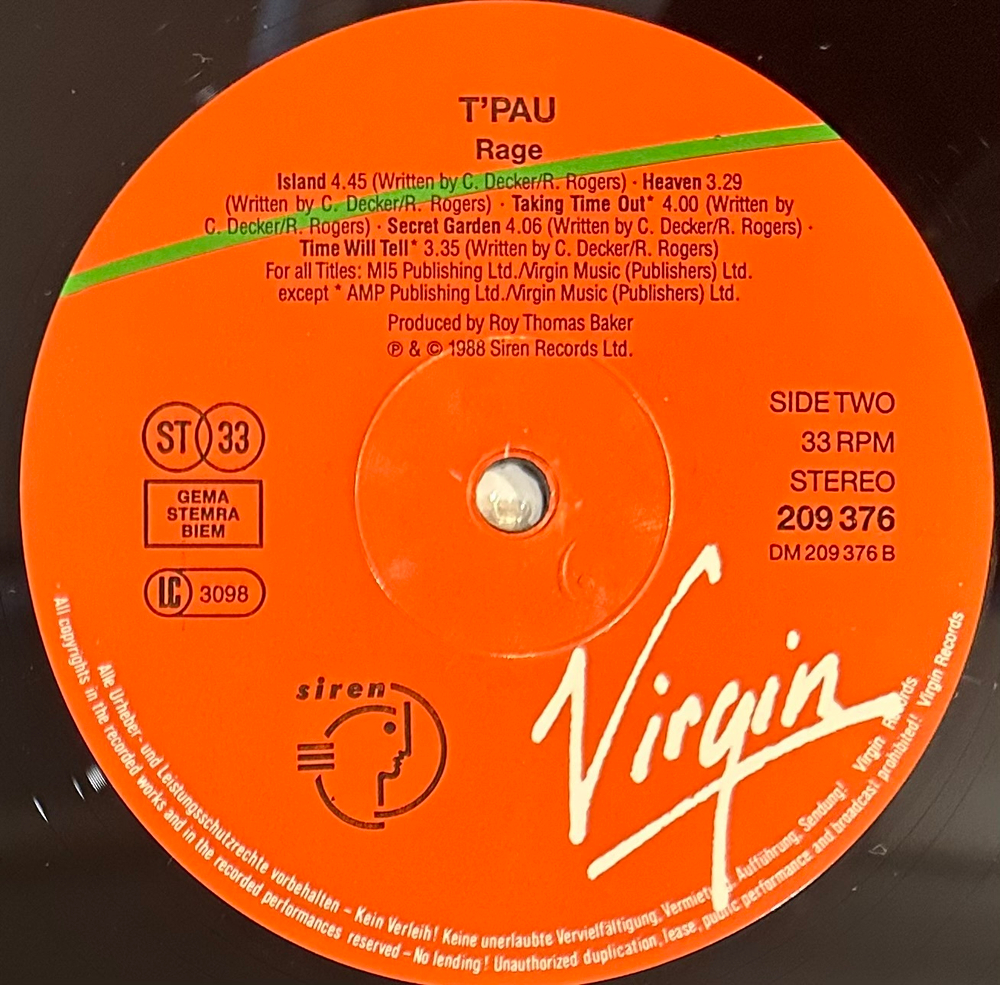 T'Pau - Rage (Германия 1988г.)