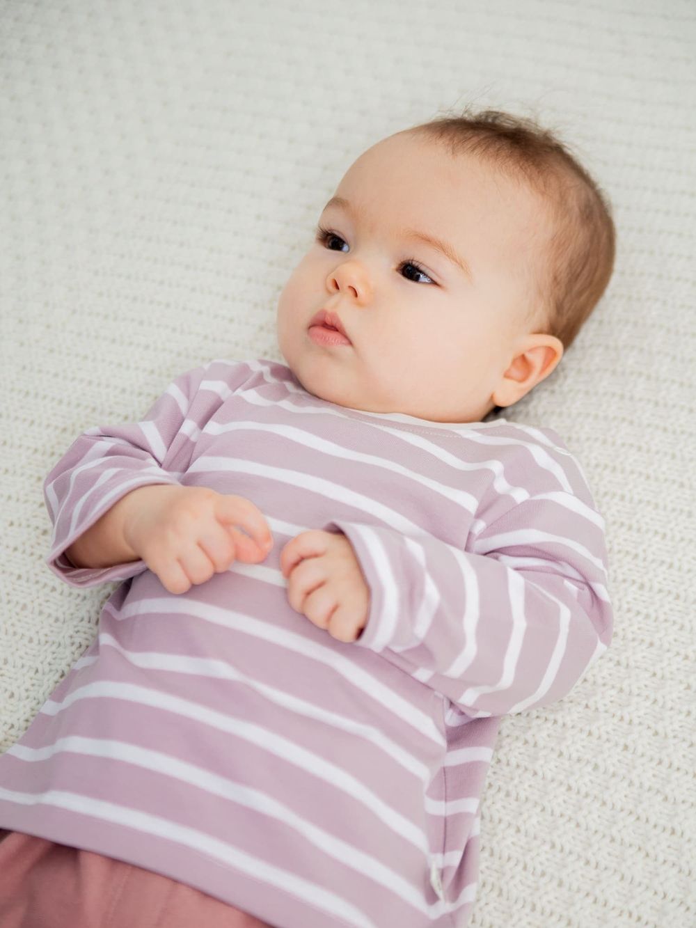 Лонгслив "Полоска Пепельная роза" 0+