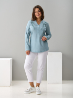 Блузка БЛ-22/шалфейрогожка-цветы-п