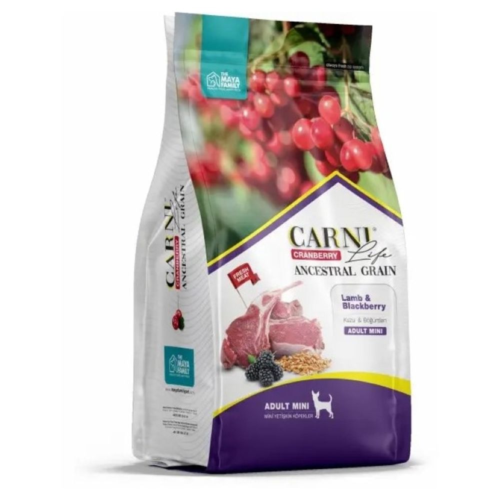 Сухой корм CARNI Life Mini для взрослых собак мелких пород с ягненком, ежевикой и клюквой - 7 кг