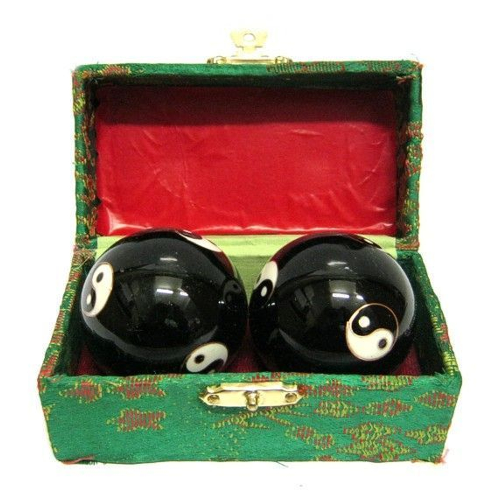 Шары баодинг поющие с инь-янь черные 47 мм