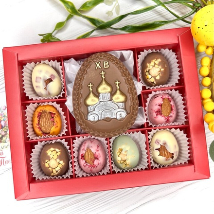 Шоколадный набор "Храм": шоколадка и 8 конфет ручной работы