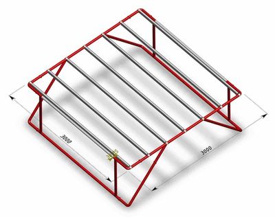 Батутная арена - модуль 3х3 м. - площадка-проход с опорами и настилом