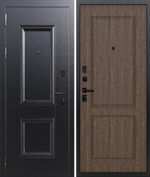 Входная дверь FlyDoors АРКАН ШТАМП Букле чёрный - Орех грецкий