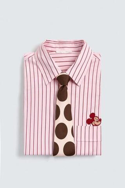 ZARA HARRY LAMBERT X DISNEY ГАЛСТУК В ГОРОШЕК, ПАСТЕЛЬНО-РОЗОВЫЙ