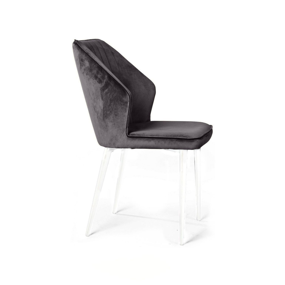 Стул Berg, бархат  светло-серый 26 / белый конус