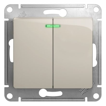 Выключатель двухклавишный Systeme Electric Glossa Молоч с подсветкой 10А
