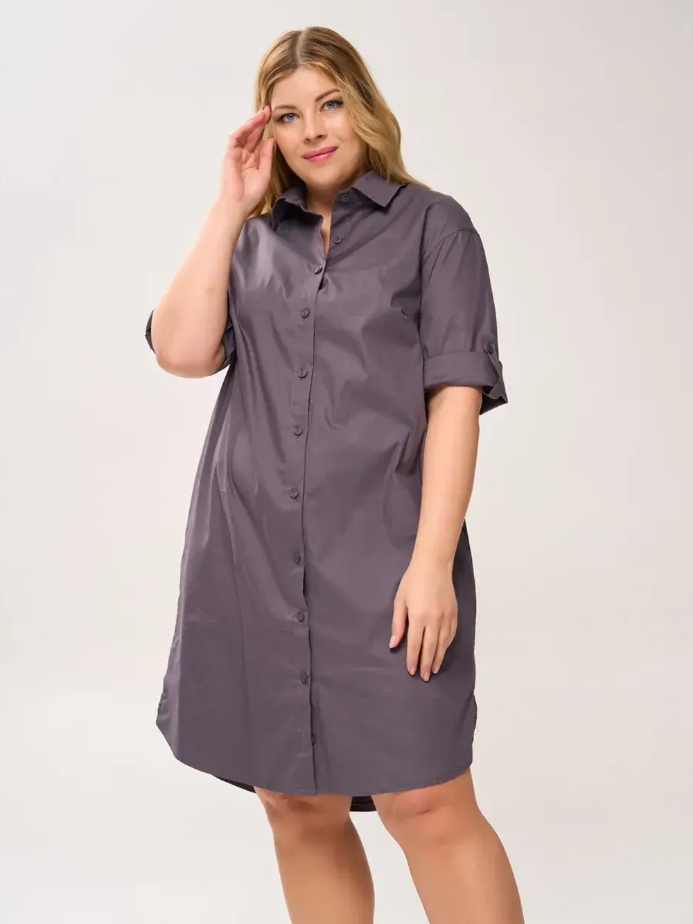Платье-рубашка с карманами