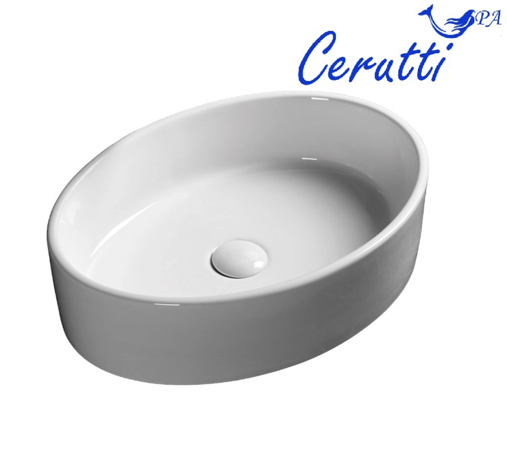 Раковина CR7016 накладная, белая, овальная 500х355х140 Ceruttispa