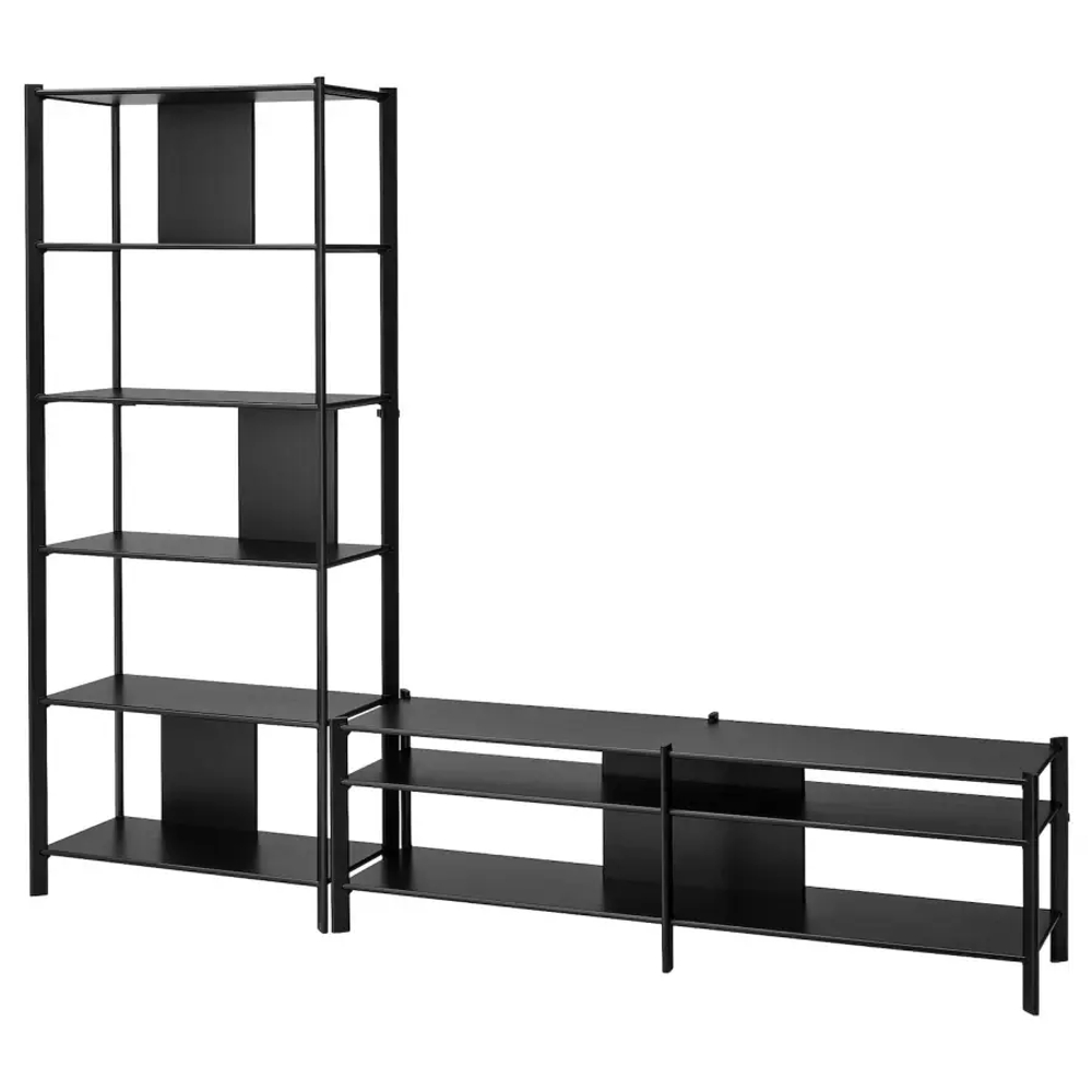 Шкаф для ТВ - IKEA JÄTTESTA/JATTESTA, 240x40x194см, черный, ЯТТЕСТА/ЙЕТТЕСТА ИКЕА