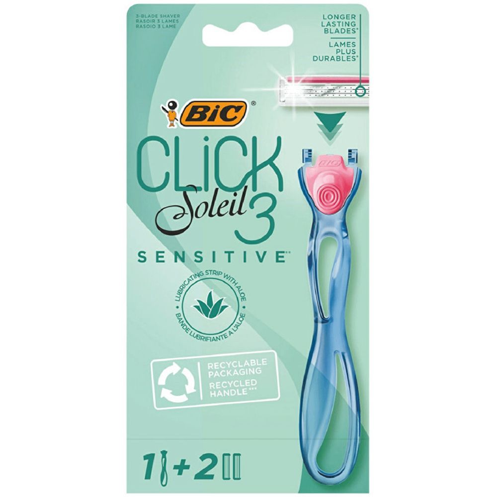 Бритва для женщин BIC "Soleil 3 Sensetive" с тремя лезвиями + 2 кассеты