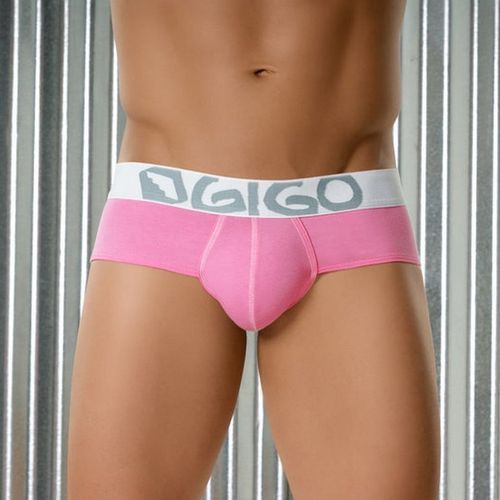 Мужские трусы брифы розовые с белой резинкой Gigo Traditional Pink White