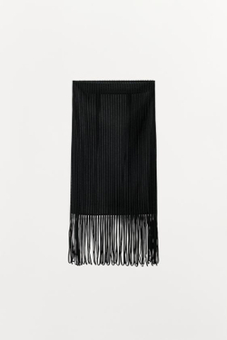 ZARA ЮБКА С БАХРОМОЙ И ЛЕНТАМИ, ЧЕРНЫЙ