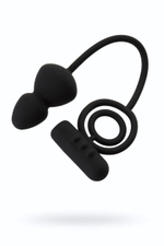 Чёрное эрекционное кольцо с вибростимулятором и анальным хвостом (Цвет: черный)