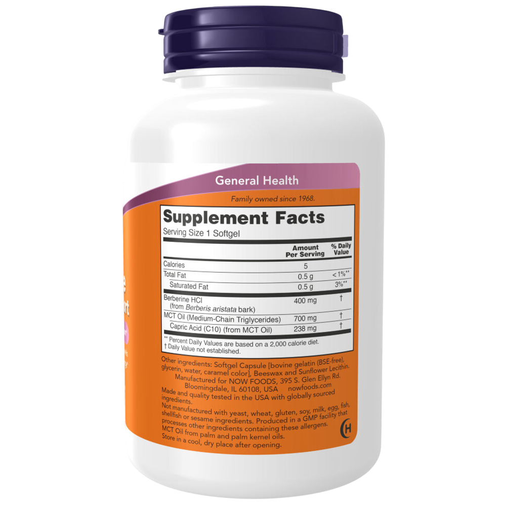 Now Foods Berberine 400mg 90 softgels , Берберин , Контроль сахара в крови