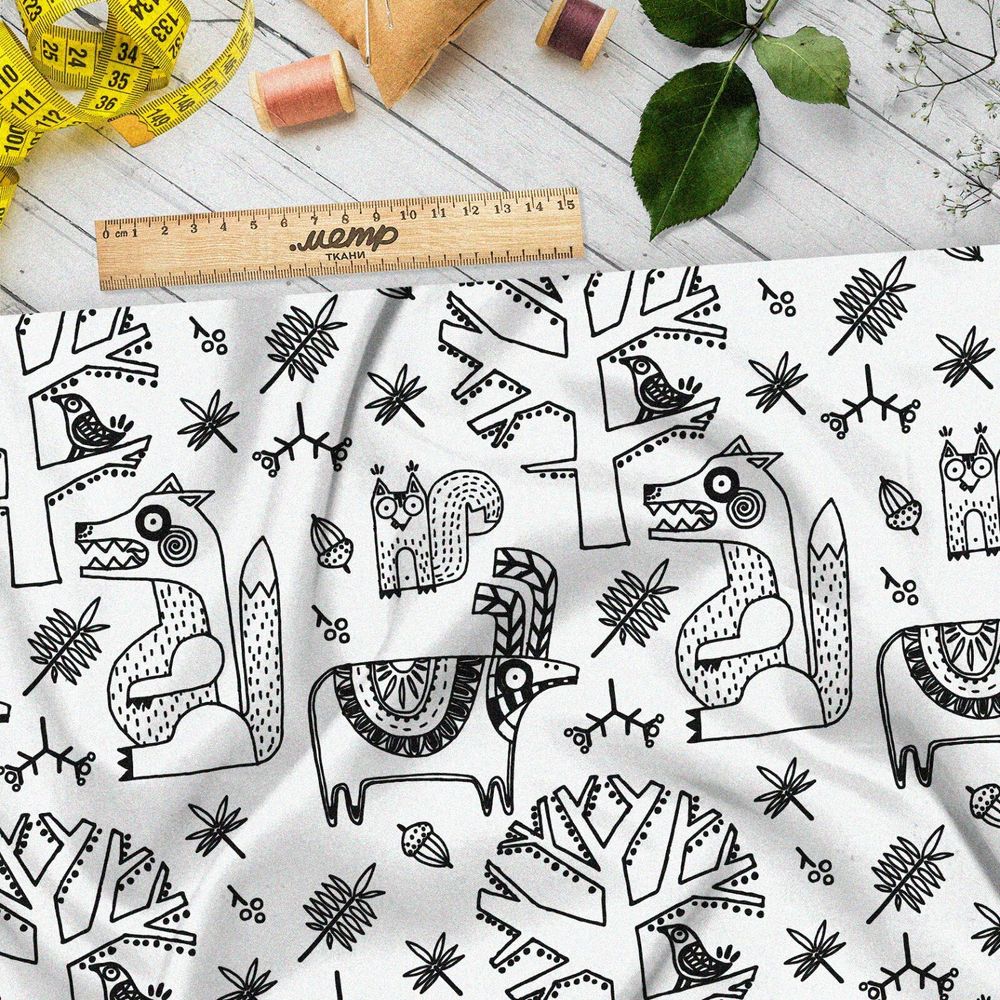 Ткань ниагара лесные сказочные звери