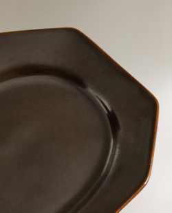Zara Home блюдо сервировочное из каменной керамики, цвет коричневый, 19.4 см