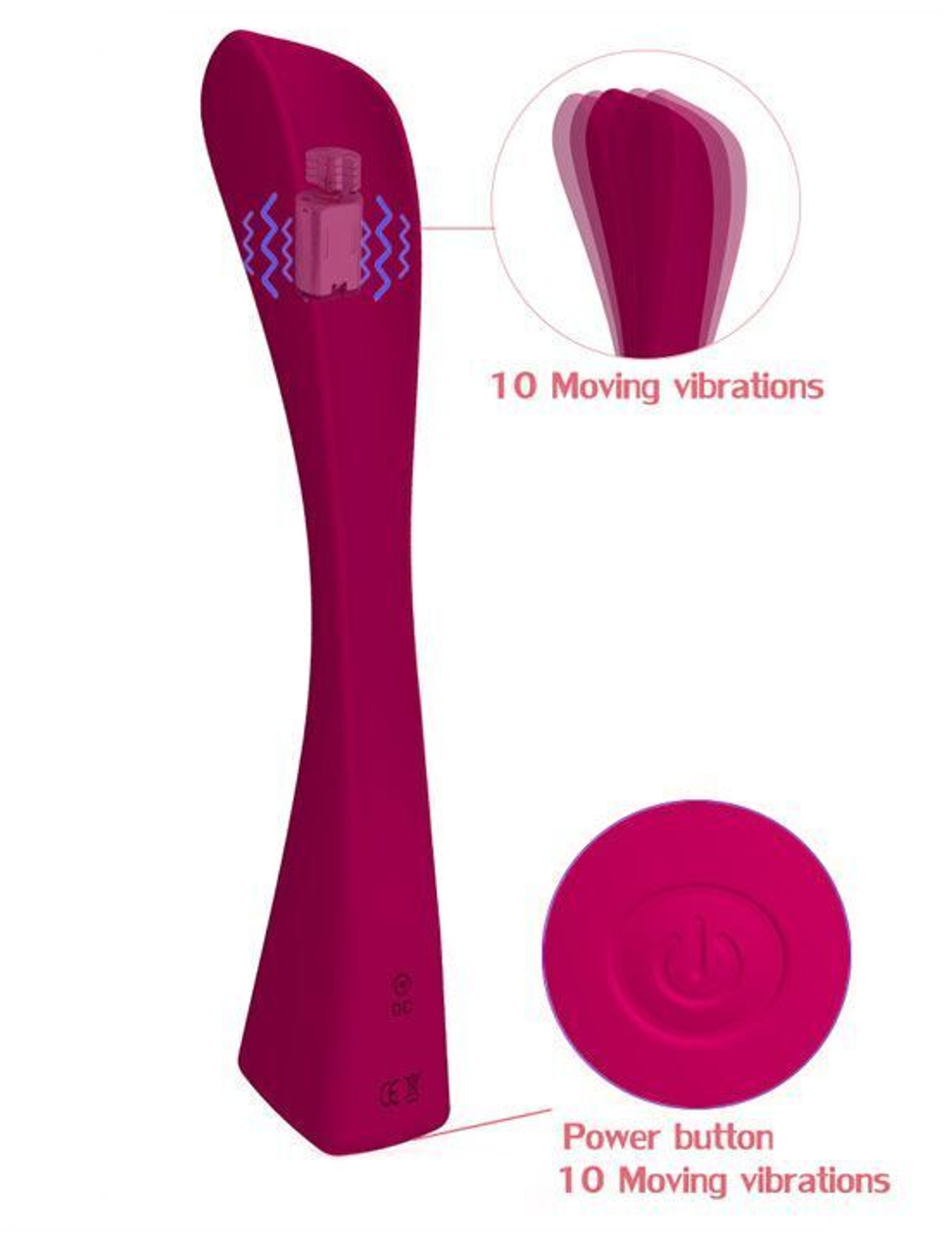 Малиновый вибратор Magic Wand - 22 см. (Цвет: малиновый)