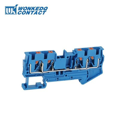 Клемма 4-проводная проходная 0.5-4мм2 на DIN рейку JPT 4-QU BLUE Push-in синяя 800V/32A  3211802WE