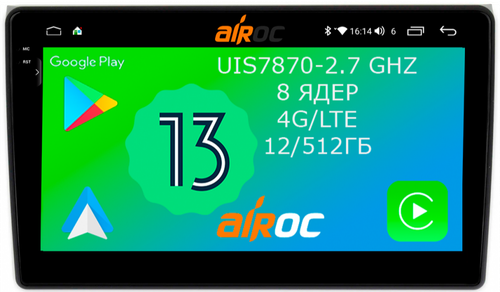 Магнитола для Volkswagen T5, T6, Tiguan, Passat, Polo, Jetta, Amarok, Golf и др., Skoda Fabia, Rapid - Airoc 2K AU-3701 на Android 13, Быстрейшая, SIM-слот