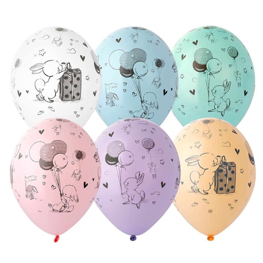 Воздушные шары Belbal с рисунком Зайчик, 25 шт. размер 14&quot; #1103-2829