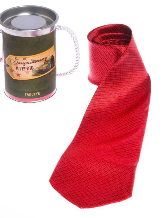 Галстук в металлическом тубусе &quot;Защитнику и герою&quot;