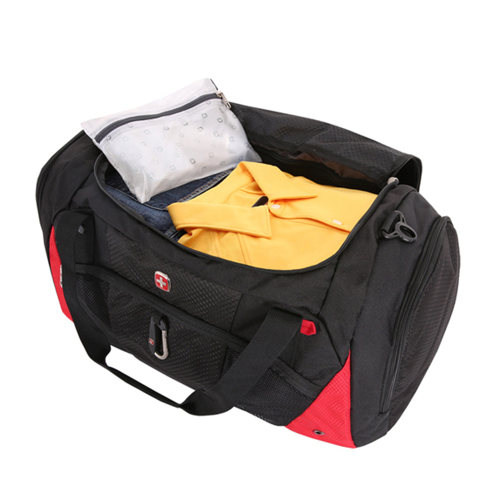 Сумка спортивная Wenger, чёрная/красная, 56х25,5х28,5 см, 56 л