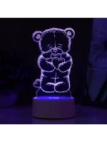 Светильник 3D ночник RISALUX «Мишутка», LED RGB, от сети, 9.