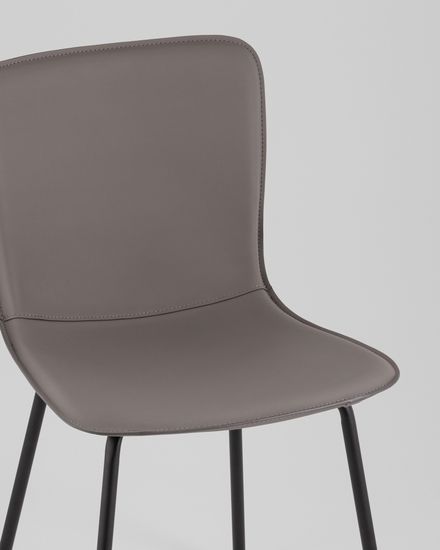 Стул обеденный Pluto серый серая экокожа, черные ножки