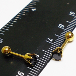 Микроштанга ( 6 мм) для пирсинга уха с черным кристаллом. Медицинская сталь. Золотистая 1 шт.
