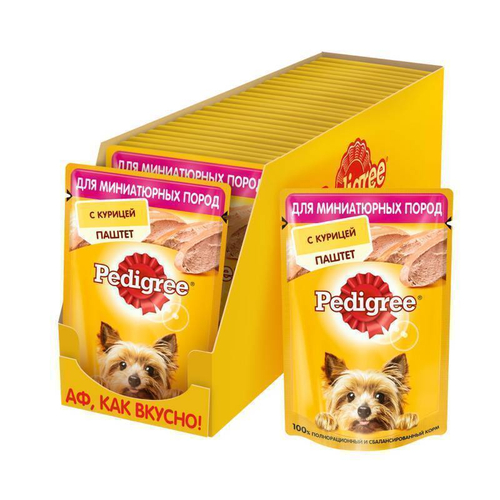 Влажный корм Pedigree для собак миниатюрных пород, паштет с курицей, 24 шт x 80 г