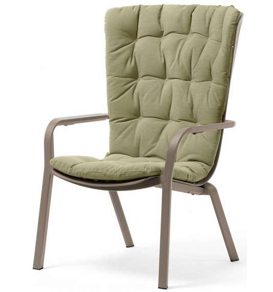 Уличное кресло Folio тортора с зеленой подушкой