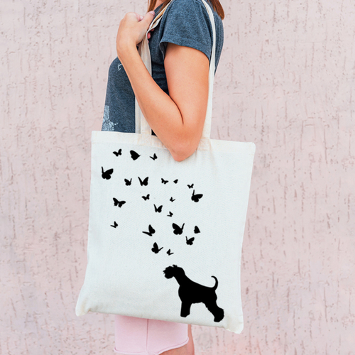 Тканевая сумка "Шнауцер и бабочки"