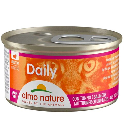 Almo Nature консервы для кошек "Daily" с тунцом и лососем (мусс) 85 г банка