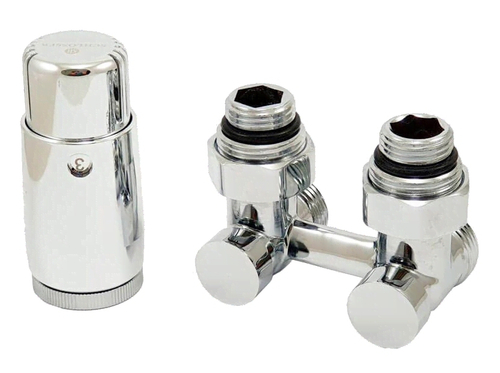 Комплект узла нижнего подкл SCHLOSSER угловой STANDARD 3/4quot; (хром) с термоголовкой М30х1,5, ниппеля 1/2quot;Х3/4quot;