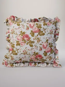 Декоративная наволочка с рюшами, оборками "Прохоровская роза(новая)" 70х70 см, 1 шт, без молнии