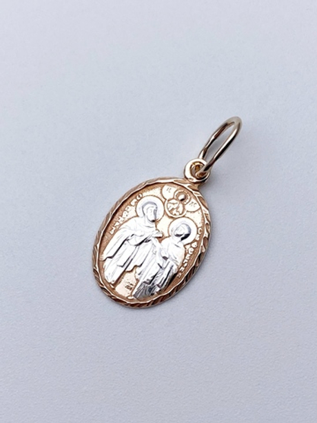 Образок из серебра/Позолота,чернение/Подвижное ухо/Петр и Феврония