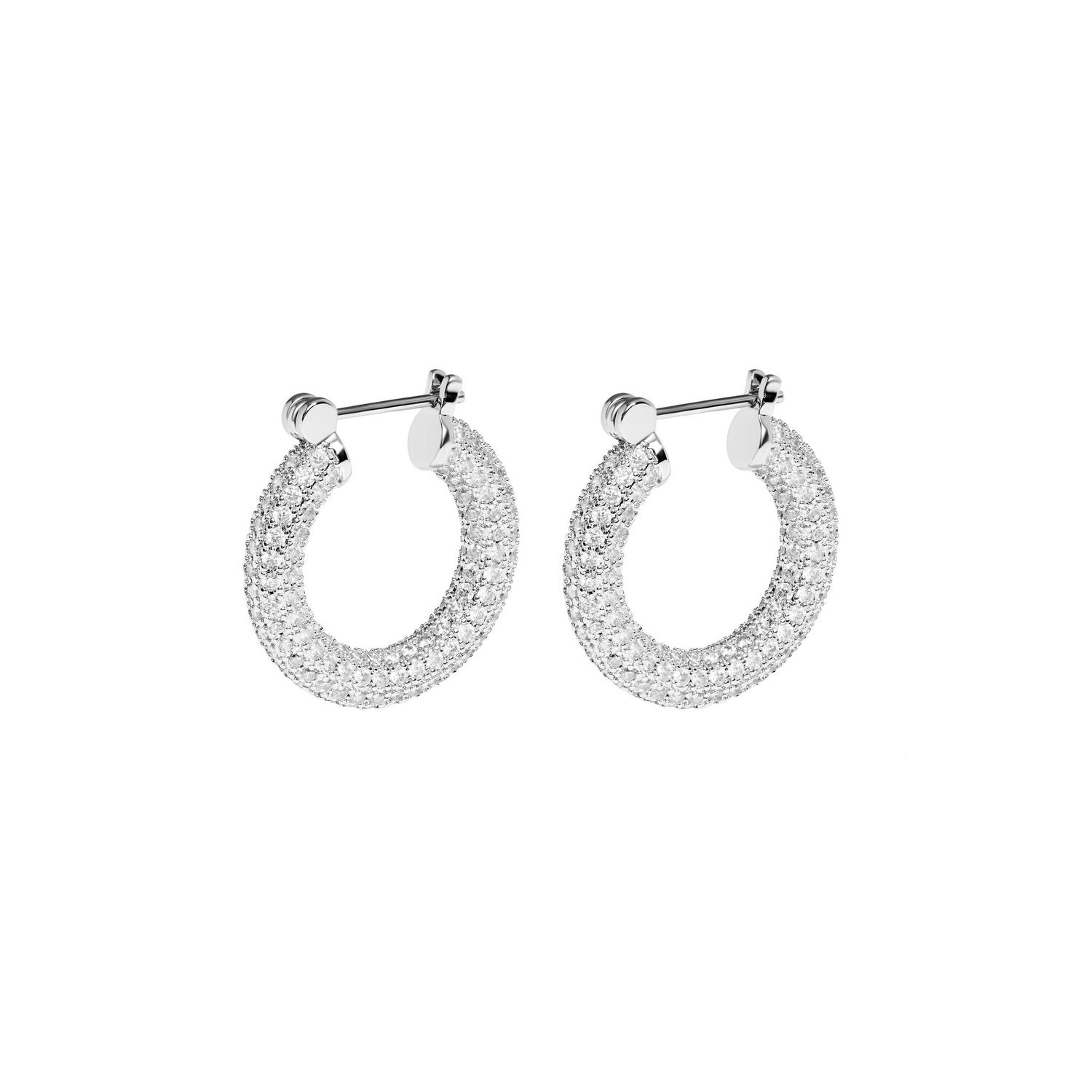 Серьги Pave Hoops - White