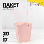 Пакет подарочный 20х17х12 Ваза для цветов (Розовый)